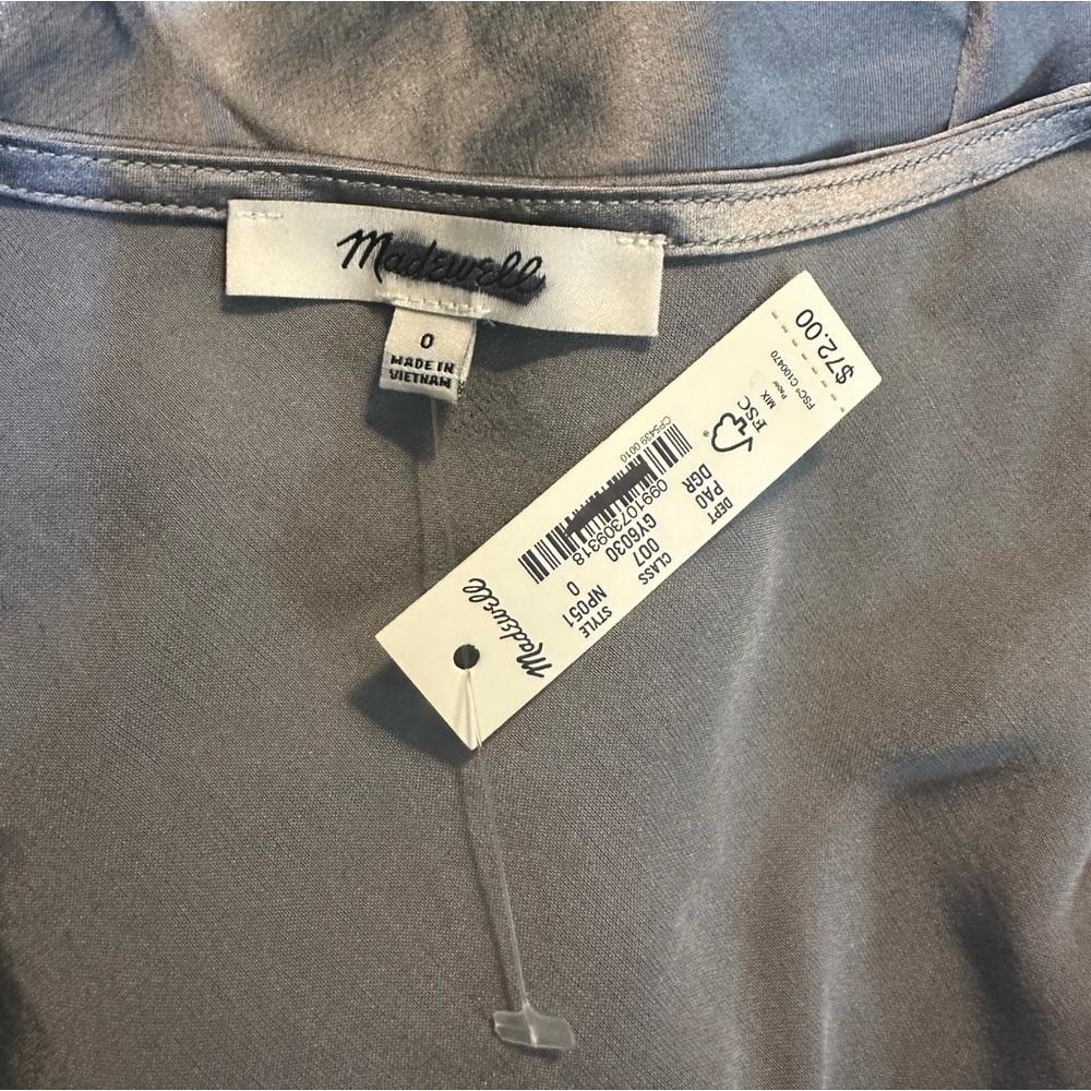 Madewell Satin Cutaway Vest Top Steel Dusk Grey size 0 NWT - Picture 7 of 10